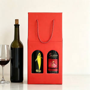 Caja de Papel para <span class=keywords><strong>Vino</strong></span> Tinto, Ecológica, Reciclable, con Doble Botella, Laminación Mate Kraft, con Logotipo Personalizado de Lujo en Relieve, Venta al Por Mayor - Product Image 2