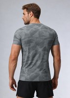 T-shirt de sport pour homme à séchage rapide, respirant, pour la course à pied, la gym, l'entraînement, design OEM, manches courtes texturées, coupe ajustée, col rond