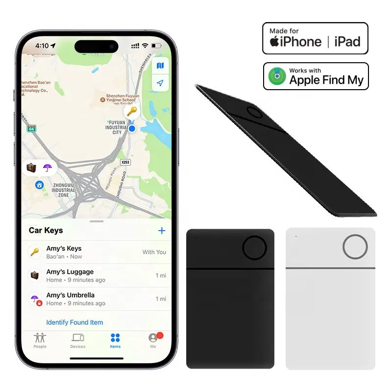 RSHウォレットトラッカーカードファインダーMFi認定超薄型Bluetoothトラックタグ荷物スマートアイテムロケーターはApple Find Myで動作します