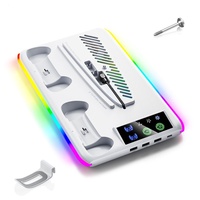 Base de refroidissement universelle en plastique pour console PS5 Slim Pro, support de ventilateur multifonctionnel, station de charge double pour manettes, éclairage RGB