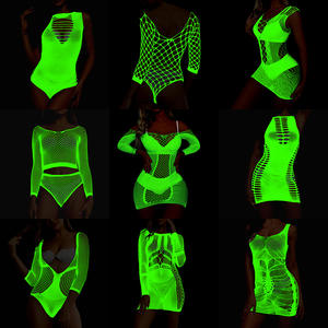 Halloween Glow in the Dark Netz strümpfe Kleid Leuchtende sexy Netz strumpfhose für sexy erotische Dessous für Frauen - Product Image 1