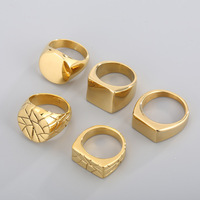 Großhandel Bulk Personal isierte Name Logo Schmuck Hip Hop Minimalist Geometric Edelstahl Custom Gravur Ring