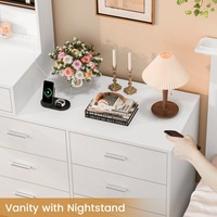 100 MOQ Coiffeuse en MDF grande en forme de L avec éclairage LED et 6 tiroirs