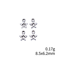 Colgante de estrella calada de 8.5x6.2mm de aleación de zinc plateado envejecido para la creación de collares celestiales
