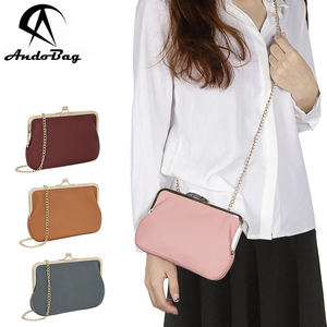 AndoBag Kiss Lock Wallets for Women, Fashion Casual <b>Clutch</b> Wallet Purse, Genuine Leather Mini Chain Crossbody Bag 1843 - Product Image 1