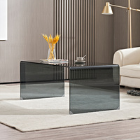 Table Basse Courbe Carrée de Luxe pour Hôtel, en Verre Trempé Transparent, pour Salon, Table d'Appoint Moderne