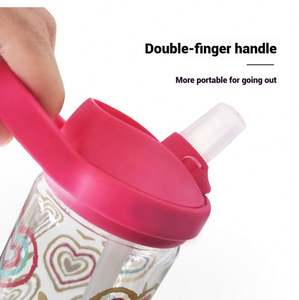 Bouteille d'eau sportive en plastique de qualité supérieure avec couvercle et paille, idéale pour l'école et les voyages - Product Image 3