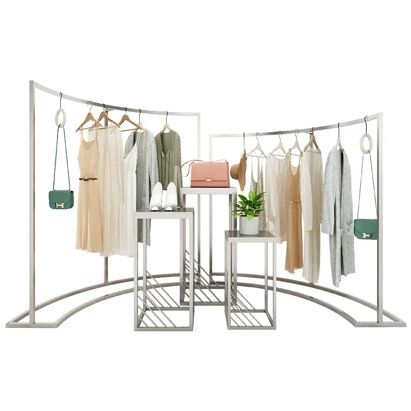 Custom women cloth display stand metal boutique clothing racks for store