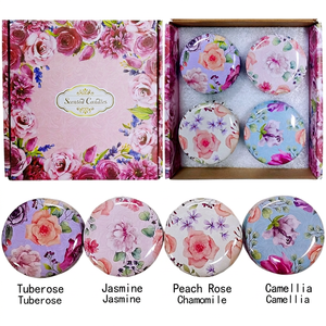 Bougie aromatique à la cire de soja florale dans un pot en métal avec couvercle, style classique fait main, décoration d'intérieur, cadeau - Product Image 4
