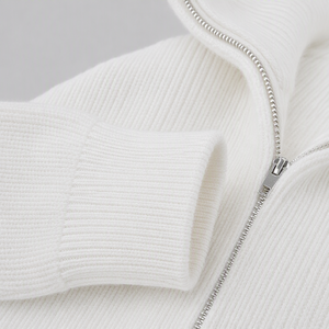<span class=keywords><strong>Cardigan</strong></span> da Donna in Maglia con Zip e Collo Alto, Stile Minimalista Casual in Misto Cotone Chenille, Pronto per la Spedizione - Product Image 4