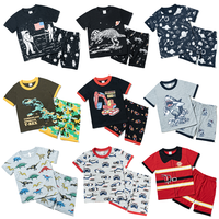 Korte mouw kinder pyjamaset met aangepaste cartoonprint, 100% katoen, unisex, geschikt voor thuisgebruik, aangepaste patronen mogelijk, OEM ODM