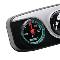 Termometer higrometer kompas bola panduan, Aksesori Interior mobil ornamen higrometer bola panduan 3 dalam 1 untuk kendaraan perahu otomatis