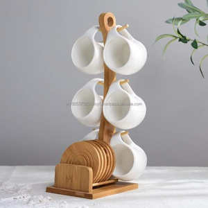 Mug Rack Tree Coffee <b>Tea</b> <b>Cup</b> Organizer Hanger Holder High Quality Wooden with 6 Hooks from India Export Wedding Luxury Wood - Product Image 5