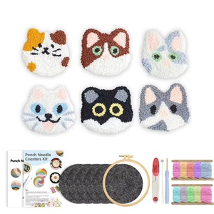 ชุดอุปกรณ์งานฝีมือปักผ้าด้วยเข็มเจาะ DIY สำหรับผู้เริ่มต้น ทำที่รองแก้วผ้าฝ้ายทำมือ งานปักโพลีเอสเตอร์ สำหรับใช้ในบ้าน ของชำร่วยงานปาร์ตี้ และขายปลีก - Product Image 2