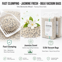 Litière pour chat en vrac, mélange multi-senteurs, sacs sous vide de 5,5 lb, tofu et bentonite, agglomération rapide, parfum jasmin, fabrication directe usine, marque privée OEM