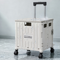Chariot pliable en plastique avec système de freinage, écologique, durable, capacité 45/65L, multifonctionnel, portable, optimisé pour la cuisine