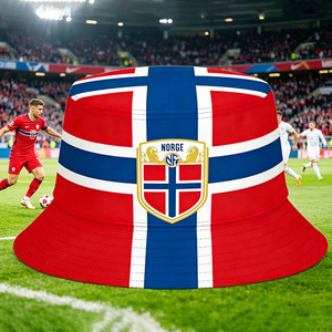 Chapeau Bob Drapeau Norvège pour Supporter de Football, <span class=keywords><strong>Casquette</strong></span> de Pêcheur, Chapeau de Soleil Unisexe pour la Coupe du Monde de Football, Chapeau de Plage Extérieur, Chapeau de Fête et de Festival - Product Image 1