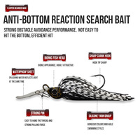 Leurre de pêche artificiel dur en forme de poisson barbu 9g/11g/18g/21g avec tête plombée et hameçon rotatif, résistant aux accrocs
