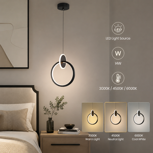 Lampe suspendue moderne en métal et acrylique, LED tricolore, hauteur réglable, pour salle à manger, chambre à coucher, décoration intérieure, 14W - Product Image 4