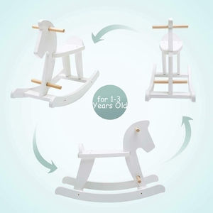 Bébé personnalisé Tour Animal Blanc <span class=keywords><strong>À</strong></span> <span class=keywords><strong>Bascule</strong></span> Jouet Enfants Bébé En Bois <span class=keywords><strong>Cheval</strong></span> <span class=keywords><strong>À</strong></span> <span class=keywords><strong>Bascule</strong></span> Jouet Pour Enfants - Product Image 3