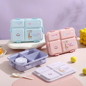 Hình chữ nhật 1780ml + 200ml nhựa PP trẻ em ăn trưa hộp lò vi sóng container 4 ngăn trường Bento hộp - Product Image 1