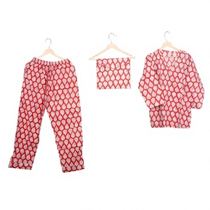 Conjunto de Pijama de Manga Larga con Cuello en V 100% Algodón para Mujer, Suave, Transpirable y Lavable a Máquina - Product Image 1