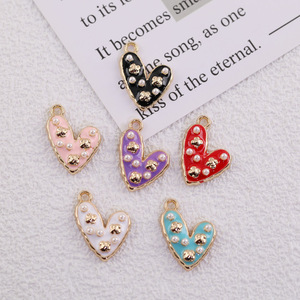 Pearl Heart Alloy Charm Pendant DIY Jewelry Accessory For <b>Bracelet</b> Necklace Earring Making Multicolor Bezel Setting Unisex - Product Image 1