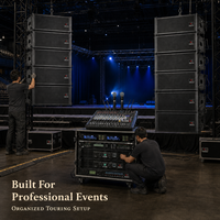 Système de sonorisation professionnel pour concert avec deux enceintes line array de 8 pouces, récepteur de microphone sans fil, mixeur et amplificateurs de puissance