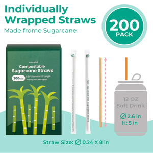 Pailles à boire individuelles JIAHUI en bagasse <span class=keywords><strong>de</strong></span> canne à <span class=keywords><strong>sucre</strong></span> biodégradable et compostable pour le camping - Product Image 6