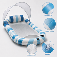 Transat gonflable pour piscine avec auvent pour adultes, flotteur aquatique en PVC recouvert de tissu avec centre et dossier en maille, logo personnalisé