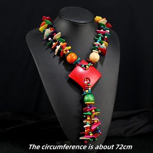 2025 kỳ lạ Châu Âu và mỹ Bohemian dân tộc cổ điển vỏ dừa Áo len chuỗi dài vòng cổ - Product Image 5
