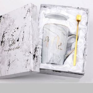 Unique Products to Sell Online 2025 Pair of Ceramic Mugs Lid and Spoon With Velvet <b>Gifts</b> Box for Cheapest Corporate Items - Product Image 2