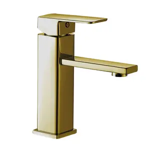 Torneira de bacia curta para banheiro, estilo europeu, ss, material europeu, torneira de ouro