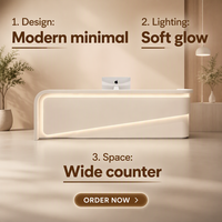 Comptoir de réception moderne pour salon de beauté, bureau d'accueil pour salon de manucure, comptoir de réception SPA avec éclairage LED, mobilier commercial