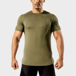 Custom Workout Wear Men's Tee Poly Spandex Muscle tshirt 4-Way Stretch Solid Design Top for Men