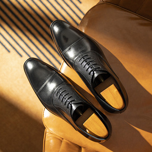 Zapatos Oxford de Cuero Genuino para Hombre, Hechos a Mano, con Punta Redonda, con Cordones, Formales y de Negocios, Cómodos, de Primera Calidad, con Capa Superior de Piel de Vaca - Product Image 4