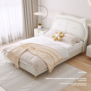 Prenses tek deri yatak çocuklar için 1.5m katı ahşap pembe karikatür kedi tasarım yatak odası yemek odası için Internet ünlü favori - Product Image 2