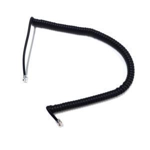 Cordon téléphonique spiralé noir 30AWG rétractable avec connecteurs RJ9 / RJ10 / RJ22 pour téléphones fixes - Product Image 4