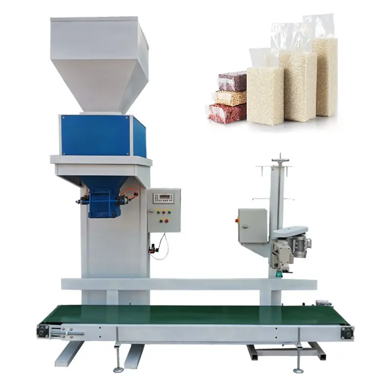 Mesin pengemasan multifungsi otomatis 5-50kg, timbangan pasir untuk pakan hewan gula garam kemasan
