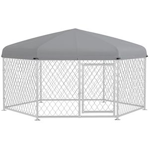 Enclos pour chien Db Dog Kennel, extérieur, hexagonal, 6,9 x 6,1 x 4,9 pieds, toit imperméable, porte verrouillable, pour chiens de taille moyenne - Product Image 1