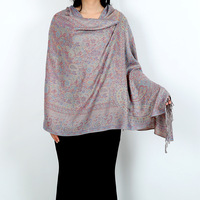 Logo personnalisé pour femmes doux et soyeux Pashmina Rave écharpe motif Paisley Pashmina châle enveloppant avec franges