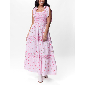 Custom Summer Boho Printing <strong>Dress</strong> for Women Square Collar with Tied Straps and Empire Waistline Fast Shipping for <strong>Lovers</strong> - Product Image 1