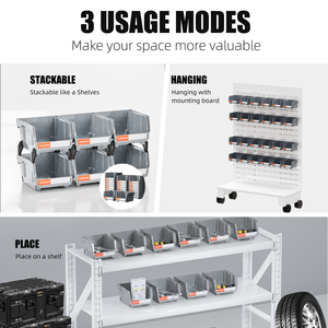 LEADLOONG V1 Gray Storage Parts Bin 24pcs 13.5x10.5x7.6cm/5x4*3inch Hardware <b>Tool</b> <b>Box</b> for Garage Storage - Product Image 4