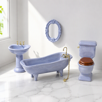 Ensemble de salle de bain miniature pour maison de poupée à l'échelle 1:12, en porcelaine, 4 pièces, modèle de meubles, accessoires pour mini maison de poupée, vente en gros