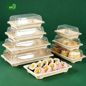 Contenedor de <span class=keywords><strong>Sushi</strong></span> VVG OEM ODM, Contenedor de <span class=keywords><strong>Sushi</strong></span> Personalizado de Bagazo de Caña de Azúcar, Bandejas de <span class=keywords><strong>Sushi</strong></span> para Llevar con Tapas para Restaurante - Product Image 1