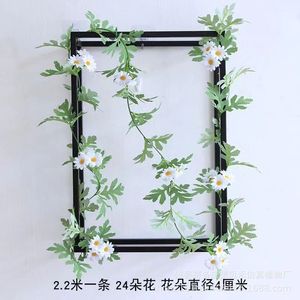 Guirlandes de fleurs artificielles en chrysanthème froissé simulé, 1,75 m, en soie, pour décoration extérieure et intérieure, recouvrement mural de Noël - Product Image 3
