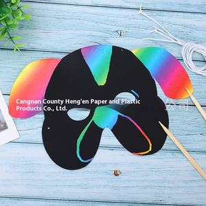 قناع خدش زخرفي لحيوانات الهالوان سهل الاستخدام قابل للتخصيص تصميم ورق ملون جديد للأطفال - Product Image 2