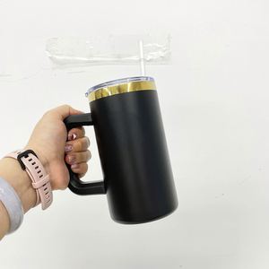 20oz Powder Coated Christmas <b>Mirror</b> Gold Plated Coffee Beer Mugs Tumbler with Removable Plastic Handle for Laser Engraving - Product Image 3