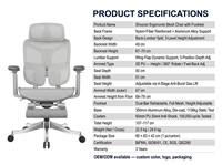 Kursi Kerja Eksekutif Modern Ergonomis Berbahan Mesh dengan Sandaran Kaki, Penyangga Pinggang Dinamis Wing-Flap, Sandaran Tangan 5D, dan Alas Aluminium