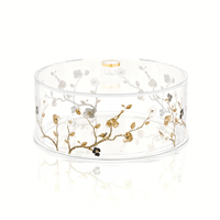 Plateau à gâteau en acrylique transparent écologique avec dôme, motif jardin orné, taille personnalisée, logo, cadeau idéal pour les fêtes juives du Shabbat